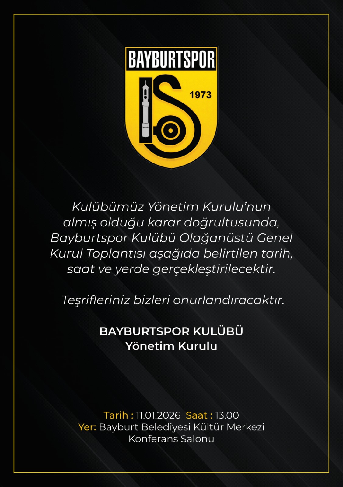 Bayburtspor Davetiye